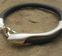Black Rubber & Silver Mens Bracelet UK