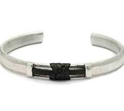 Contrasting Two Tone Silver Mens Bracelet UK