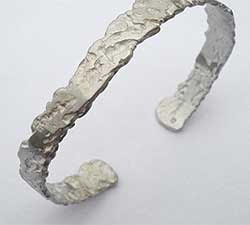 Rocky Texture Cuff Silver Bracelet UK