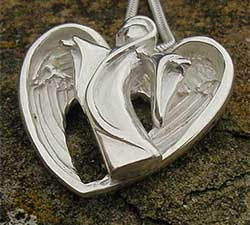 Guardian Angel Heart Silver Necklace UK