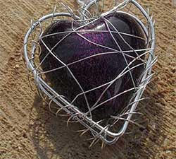 Aubergine Caged Heart Silver Necklace UK