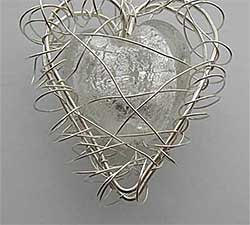 White Caged Heart Silver Necklace UK